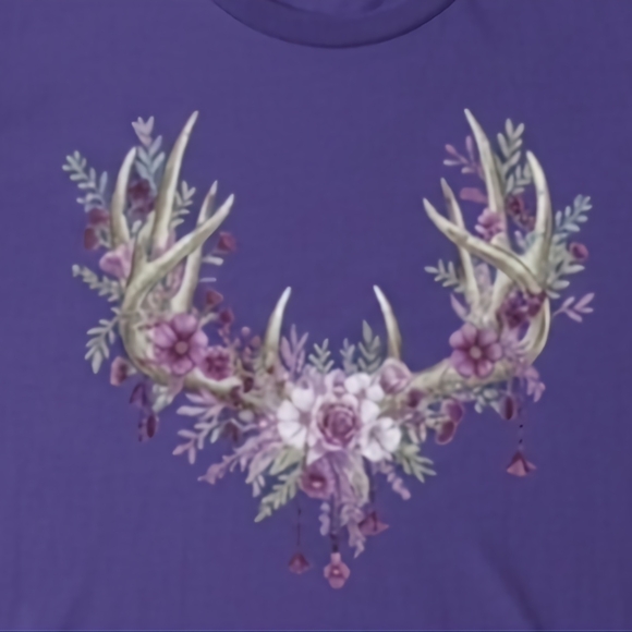 Purple Antler Floral Graphic Western Shirt | Rustic Cowgirl Long Sleeve | Boho - Picture 3 of 12
